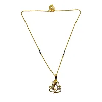 Short Mangalsutra Designs Stylish New Gold Plated Necklace Simple Mangalsutra Maharashtrian Tanmaniya Ganesh Pendant Single Line Gold  Black Beads Chain Designs For Women (18 Inches)-thumb1