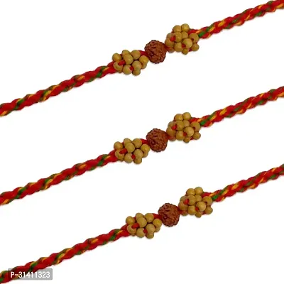 (Set Of 3) Rudraksha/Beads Multi Thread Rakhi For Raksha Bandhan-thumb2