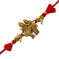 Fancy Radha Krishna With Chandan Beads Rakhi For Happy Raksha Bandhan Festival | Best Rakhi Online | Red Thread Bracelet For Brother And Sister | Cute Gift For Rakhee Celebration-thumb1