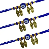 (Set Of 3) Evil Eye , Leaf Rakhi Bracelet For Raksha Bandhan-thumb1