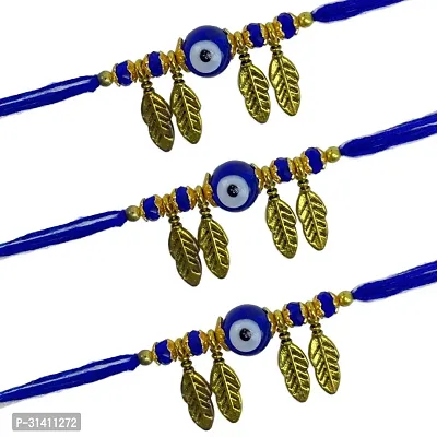 (Set Of 3) Evil Eye , Leaf Rakhi Bracelet For Raksha Bandhan-thumb2