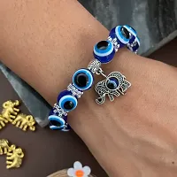 Silver Plated Elephant , Blue Evil Eye Rakhi For Raksha Bandhan | Best Rakhi Bracelet Men And Women-thumb1