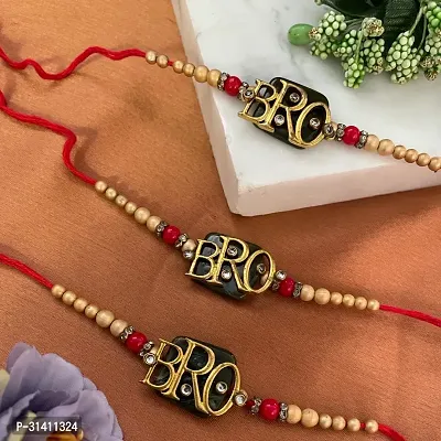 (Set Of 3) Bro/Stone , Beads Rakhi Bracelet For Raksha Bandhan