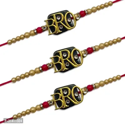 (Set Of 3) Bro/Stone , Beads Rakhi Bracelet For Raksha Bandhan-thumb2