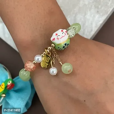 Cat/Jade Stone With Latkan Bracelet For Raksha Bandhan | Best Bracelet Rakhi For Brother/Bhabhi-thumb2