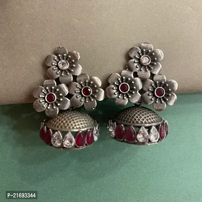 Silver Brass  Jhumkas Earrings For Women