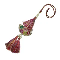 Mirror Work , Pearls Multi Threads Latkan Lumba Rakhi For Raksha Bandhan For Bhabhi/ Sister In Law-thumb1