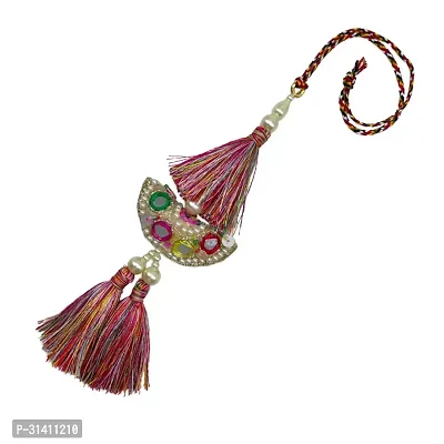 Mirror Work , Pearls Multi Threads Latkan Lumba Rakhi For Raksha Bandhan For Bhabhi/ Sister In Law-thumb2