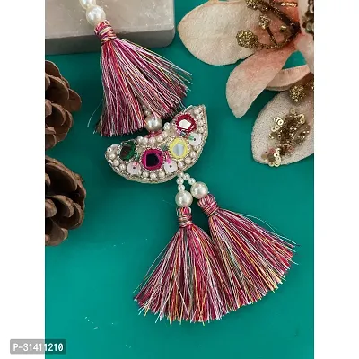 Mirror Work , Pearls Multi Threads Latkan Lumba Rakhi For Raksha Bandhan For Bhabhi/ Sister In Law