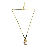 Short Mangalsutra Stylish New Gold Plated Necklace Simple Mangalsutra Maharashtrian Tanmaniya Gold  AD Ganesha Pendant Single Line Gold  Black Beads Chain Designs For Women (18 Inches)-thumb1