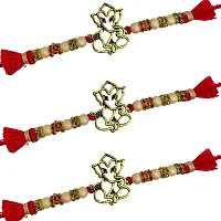 (Set Of 3) Lord Ganesha With Pearl Rakhi Bracelet-thumb1