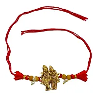 Fancy Radha Krishna With Chandan Beads Rakhi For Happy Raksha Bandhan Festival | Best Rakhi Online | Red Thread Bracelet For Brother And Sister | Cute Gift For Rakhee Celebration-thumb2