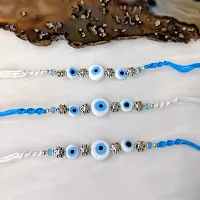 Digital Dress Room Combo Of 3 Evil Eye Rakhi Designs With Flower Beads Mauli Raksha Bandhan-thumb1