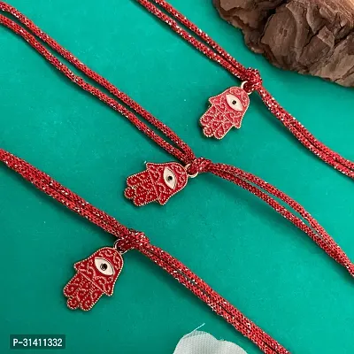 (Set Of 3) Hamsa Red Evil Eye Rakhi Bracelet For Raksha Bandhan