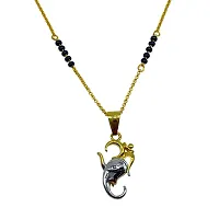 Short Mangalsutra Designs Stylish New Gold Plated Necklace Simple Mangalsutra Maharashtrian Tanmaniya OM  Ganesh Pendant Single Line Gold  Black Beads Chain Designs For Women (18 Inches)-thumb2