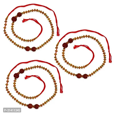 (Set Of 3) Rudraksha With Wood Beads Rakhi Bracelet-thumb2