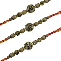 (Set Of 3) Om/Chandan Beads Rakhi Bracelet For Raksha Bandhan-thumb1