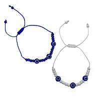 (Set Of 2)Evil Eye Blue , Beads Rakhi Bracelet For Raksha Bandhanya-thumb1