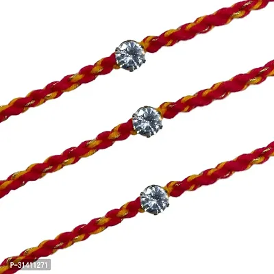 (Set Of 3) Diamond Multicolor Rakhi Bracelet-thumb2