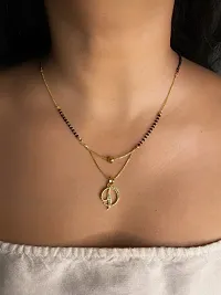 Short Mangalsutra Designs D Alphabet Gold Plated Mangalsutra for Women-thumb1