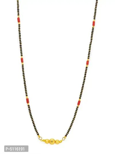 Long Mangalsutra Gold Plated Latest Design Tanmaniya/Long Gold Chain/Black Red Beads New Mangalsutra Designs For Women (28 Inches)