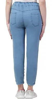 Girls Straight Fit Mid Rise Embellished Clean Look Cotton Jeans-thumb1