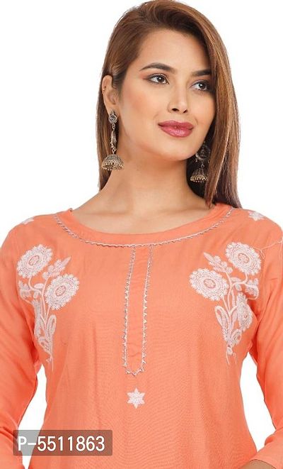 Latest Orange Kurti Pant Set-thumb0