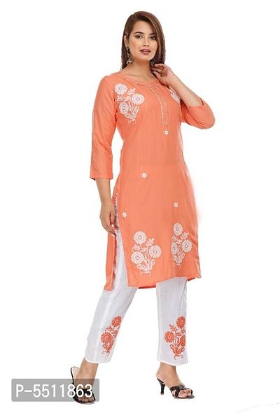 Latest Orange Kurti Pant Set-thumb3