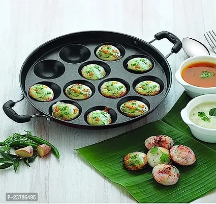 12 Cavity Appam Patra Pancake Pan Maker with Stainless Steel Lid-thumb0