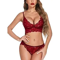 New Baby Doll Lingerie Nightwear Sleepwear Innerwear Bra With Panty Set Combo Pack Of 2-thumb2