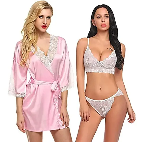SUJUKA Babydoll with Panty Lingerie Set for Honeymoon for Woman Thongs | Sexy Night Dress | Hot Nighty for Women | Above Knee Baby Doll Night Dress | Semi Transparent Free Size SNB-3