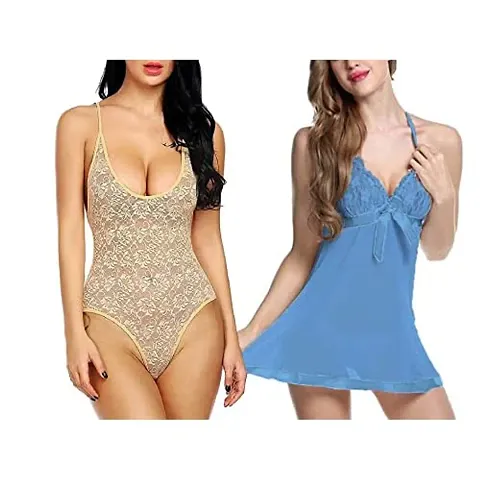 Prettiest Combo Pack Women Baby Doll Nightwear Pack Of 2