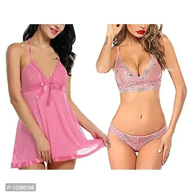 Buy New Combo For Women Baby Doll Lingerie Nightwear Sleepwear Innerwear Bra  With Panty Set Pack Of 2 Online In India At Discounted Prices