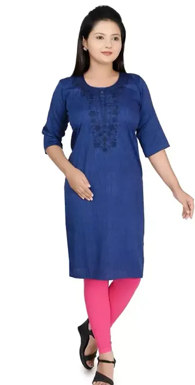 Stylish Rayon Slub A-Line Self Pattern Kurta