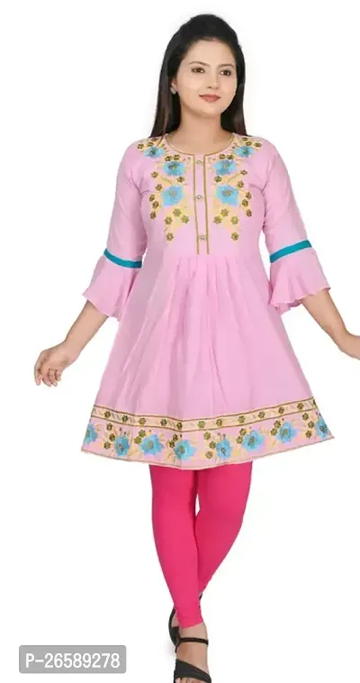 Stylish Pink Rayon Slub Kurta For Women-thumb0