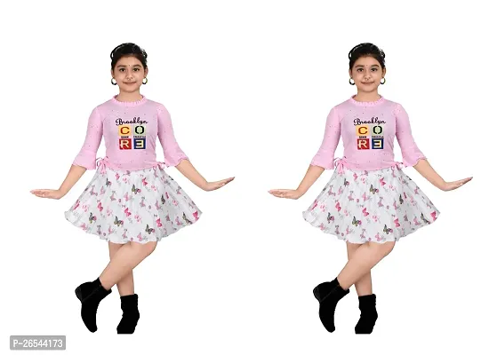 Fabulous Crepe Self Pattern Frock For Girls Pack Of 2