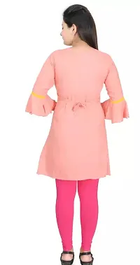 Stylish Peach Rayon Slub Kurta For Women-thumb1