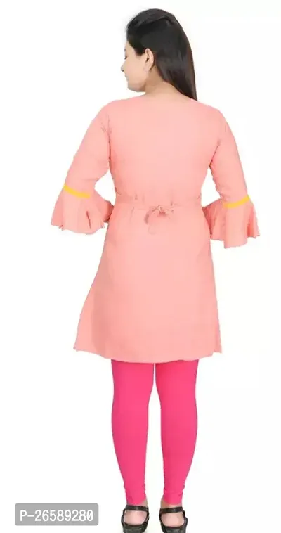 Stylish Peach Rayon Slub Kurta For Women-thumb2