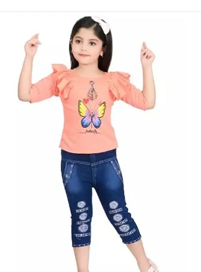 Fabulous Crepe Self Pattern Clothing Set For Girls