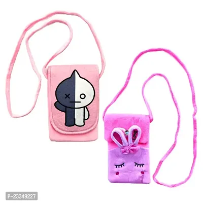 Bts Bt 21 Van  Rabbit Bunny Combo Soft Plush Crossbody Sling Bag for Women  Girls | Cute Purse and Wallet | Mobile Cell Phone Holder Kawaii Purse Fur Material | Travel Mobile Pouch Clutch Side Bag-thumb0