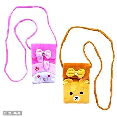 bts cute Rabbit  teddy bear combo soft plush crossbody sling bag for women  girls |mobile cell phone holder kawaii purse fur material |cute purse and wallet | Travel Mobile Pouch clutch side bag