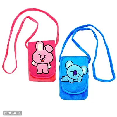 Cute bts jk cooky and koya combo soft plush crossbody sling bag for women  girls | cute purse and wallet | mobile cell phone holder kawaii purse fur material | Travel Mobile Pouch clutch side bag