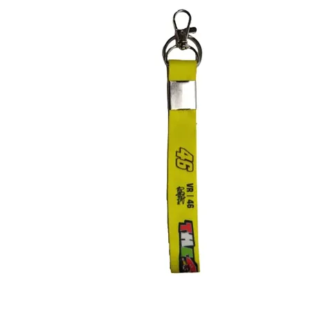 BIPS ENTERPRISES- Stylish Vr46 With Hook Short Lanyard Quality Fabric Keychain Key Ring| Vr46 Valentino Rossi Fabric Hook Yellow Colour Keychain Key Ring For Bike, Car And Home Keys.