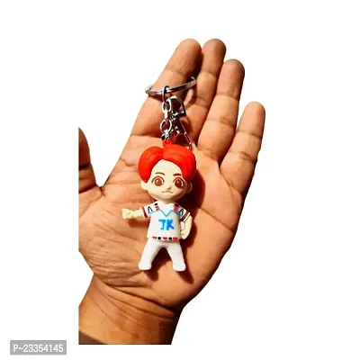 BTS Cute Jk Silicone 3D Keychain with Metal Hook Keyring|BTS V|BTS Jimin|BTS Suga|BTS Jung Kook|BTS Jin|BTS Army Hand Heart|BTS J Hope Keychain for Girls,Car,Bike,Boys (Jeon Junkook (JK))-thumb3