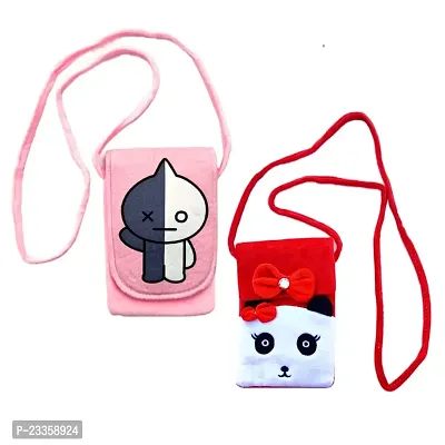 Bts Bt 21 Van  lovely panda combo soft plush crossbody sling bag for women  girls | cute purse and wallet | mobile cell phone holder kawaii purse fur material | Travel Mobile Pouch clutch side bag