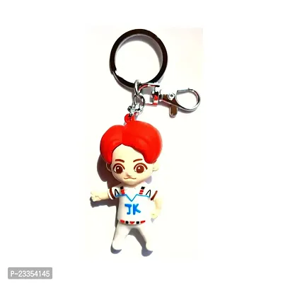 BTS Cute Jk Silicone 3D Keychain with Metal Hook Keyring|BTS V|BTS Jimin|BTS Suga|BTS Jung Kook|BTS Jin|BTS Army Hand Heart|BTS J Hope Keychain for Girls,Car,Bike,Boys (Jeon Junkook (JK))-thumb0