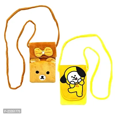 Bts Jimin Chimmy  Teddy Bear Combo Soft Plush Crossbody Sling Bag for Women  Girls |Mobile Cell Phone Holder Kawaii Purse Fur Material |Cute Purse And Wallet | Travel Mobile Pouch Clutch Side Bag-thumb0