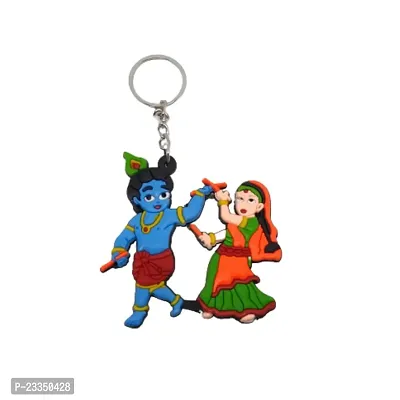 BIPS ENTERPRISES- Radha Krishna Dancing Quality Rubber Keychain Key Ring| Radha Krishna Dancing Multicolour Keychain Key Ring For Bike, Car And Home Keys.-thumb0