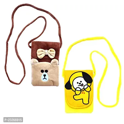 Cute Jimin Chimmy  Teddy Bear Combo Soft Plush Crossbody Sling Bag for Women  Girls | Cute Purse and Wallet | Mobile Cell Phone Holder Kawaii Purse Fur Material | Travel Mobile Pouch Clutch Side Bag