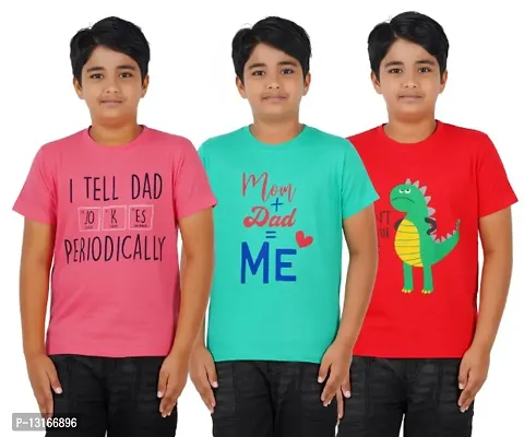 PRIDE APPAREL- Boys Cotton Casual T-Shirts Red Combo pack of 3-thumb0